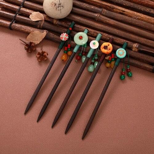 Handmade Wooden Hair Chopstick Stick Pin Handmade Chinese Japanese Retro Style