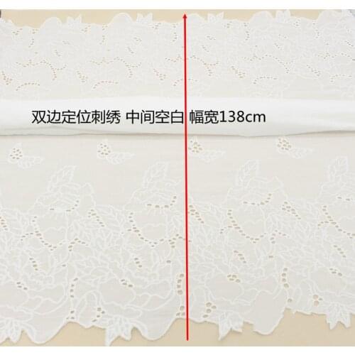 Bilateral Positioning Hollow Embroidery Pure Cotton Lace Fabric 138CM DIY Baby Clothes Dress Home Textile Accessories
