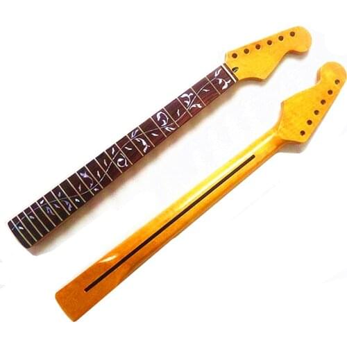 22 Frets Yellow Color Tree of Life Maple Electric Guitar Neck Guitar Parts Wholesale Musical Instruments Accessories