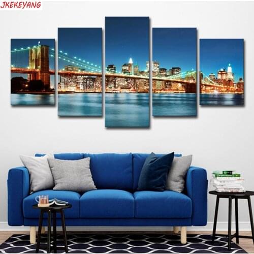 Full Square/Round Drill 5D DIY diamond painting 5pc New York night view Pictures mosaic Diamond Embroidery Wall Arts J2222