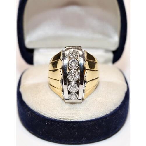 Pretty 14k Gold Antique Old Style New Made Natural Diamond Decorated Strong Ring