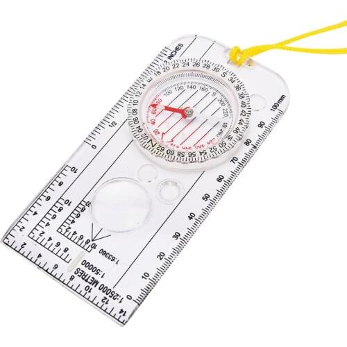 Ruler for Magnifying Compass Army Scout Hiking Camping Boating Map Reading Orienteering for Outdoor Sports Toos 12.5 x 6 cm