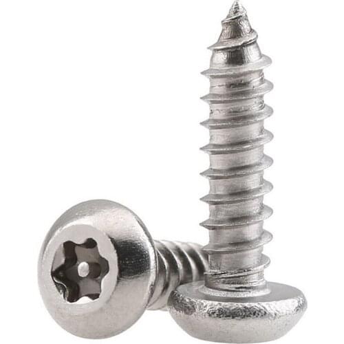 M2.9-M4.8 Torx Round Pan Head With Pin Anti Theft Security Self Tapping Wood Screws Six Lobe Bolts 304 A2 Stainless Steel
