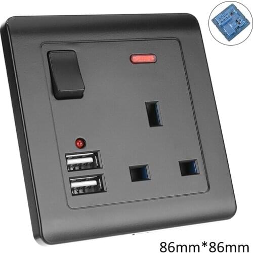 MAYITR 1pc Multi-functional AC100-250V 13A Dual Charger USB Ports Socket Plate Durable Double Wall UK Plug Sockets
