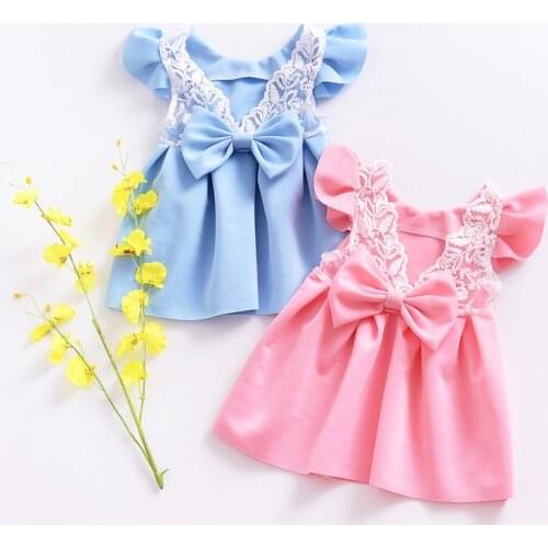 Cute Party Dress for Baby Girl Dress Wedding Kids Birthday Dress for Girl Bowknot Backless Clothes Infant Fancy Frocks
