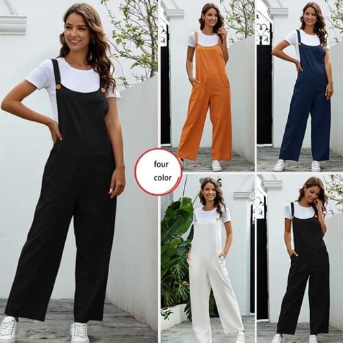 Fashionable Casual Sports Base Loose Womens Dress Retro Casual Long Overalls Cargo Pants