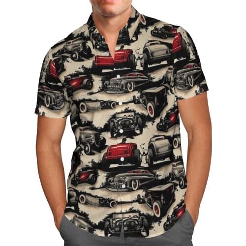 Love Car 3D Beach Hawaiian 2021 Summer Mens Shirt Short Sleeve Shirt Streetwear Oversized 5XL Camisa Social Chemise Homme-124