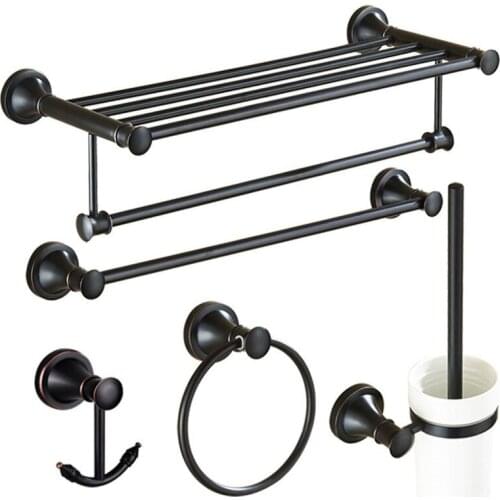 Bath Hardware Set Brass Black Oil Brushed Towel Rack Corner Shelf Paper Holder Toilet Brush Holder Bathroom Accessories Set