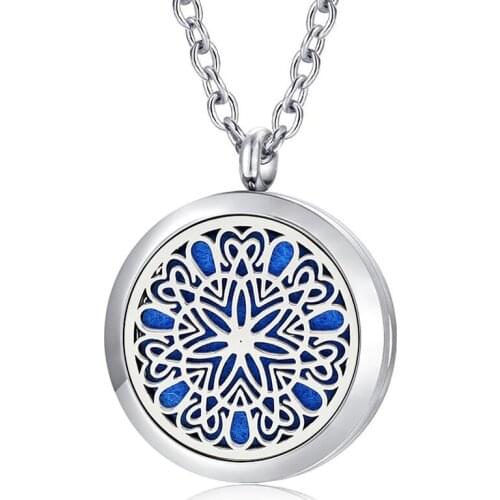 Essentail Oil Diffuser Locket Necklace Magnetic 316L Stainless Steel Aromatherapy Lockets Perfume Pendant Jewelry