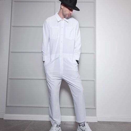 European and American spring and autumn casual pants suit trend mens overalls loose mens pants overalls overalls street hip-ho