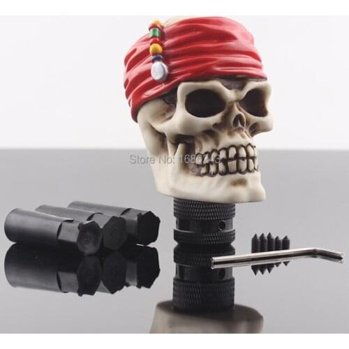Skull Head w/ Scarf Gear Stick Shift Shifter Lever Knob for Universal car Caribbean Pirate Carved