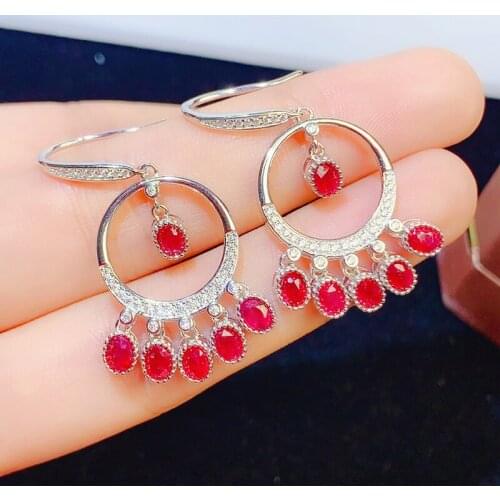 Natural Ruby Drop Earrings for Women Real Red Gemstones Eardrops Certificate 925 Sterling Silver Top Quality Party Gifts 3*4MM