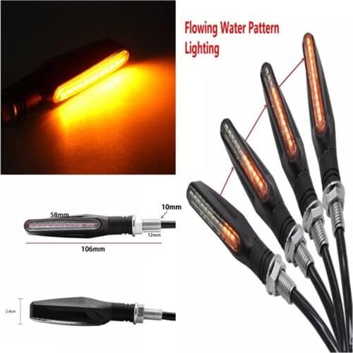 Motorcycle Turn Signals LED Light E24 Flowing Water Blinker Flashing Indicator Bendable Tail Stop Signal for Honda/Kawasaki