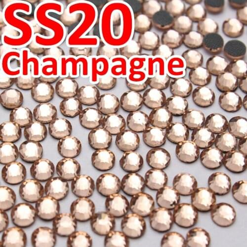 SS20 4.6-4.8mm,1440pcs/Bag Lt.Peach DMC HotFix FlatBack Rhinestones,machine cut iron-on transfer garment Champagne crystal stone
