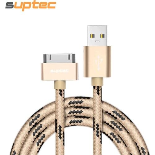 SUPTEC USB Cable for iPhone 4 4s iPad 2 3 iPod 30 Pin Nylon Braided Wire Metal Plug Data Sync USB Charger adapter Charging Cable