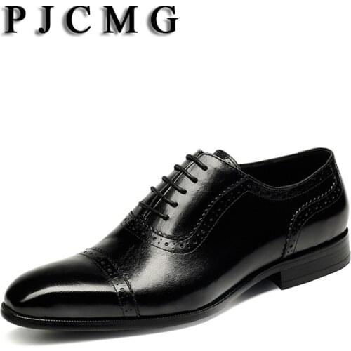 PJCMG Oxford Shoes Red/Yellow/ Black Business Dress Genuine Leather Pointed Toe Wedding Casual Flat Patent Oxford Men Shoes