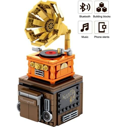 Creativity Phonograph Building Blocks Retro Vinyl Record Player Model Bricks Collection Decoration Toys kids DIY Gift