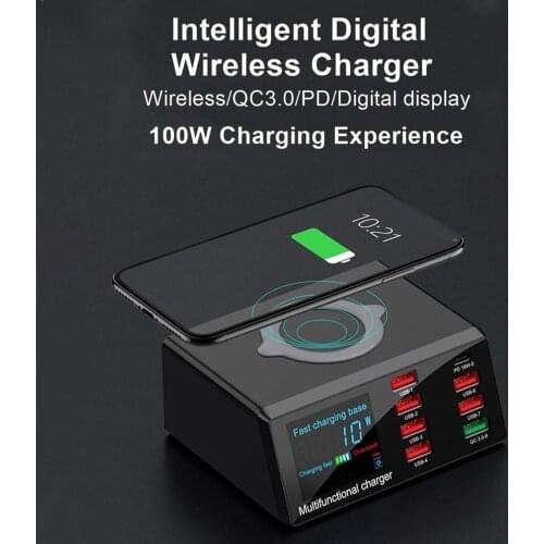 100W 8 Port Multi USB Fast Wireless Charger For IPhone 3.0 Pro S10 S8 PD Charger S9 Charge For Samsung Max Quick 11 L9R2
