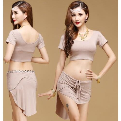 2017 Bellydance Belly Dance Skirt Cotton New Hot Sale Women Costumes Exercise Top+skirt Suits For Oriental T721