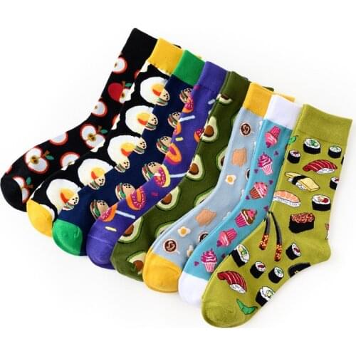 1/2PCS new dessert food series creative pattern breathable middle tube cotton womens socks tide kawaii funny socks Absorb sweat