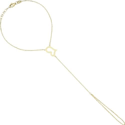 14k (585) Gold Heart Bangle Bracelet