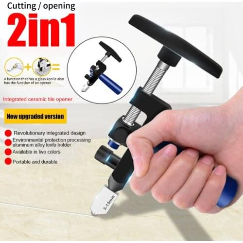 2 In 1 Professional High-Strength Glass Cutter Handheld Portable Alloy Tile Cutter Hand Tool Construction Tools Ceramic Opener
