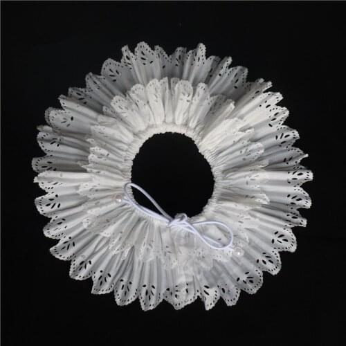 2019 Pet Jewelry Accessories Cat puppy collar Handmade Pure white pleated double pet cat dog bib Elizabeth litter Tie