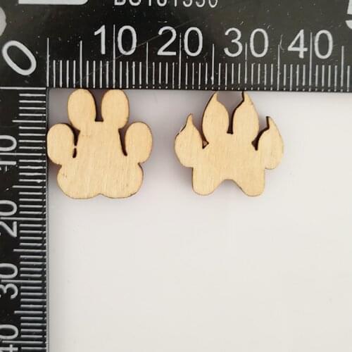 50pcs Bear Paw, Dog Paw Laser Cut Out Unfinished Wood Shape Craft Supply