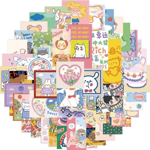 50Pcs Cartoon Animal Stickers Kids Waterproof Toy Graffiti Decals Diary Skateboard Book Guitar Suitcase Decoration Sticker