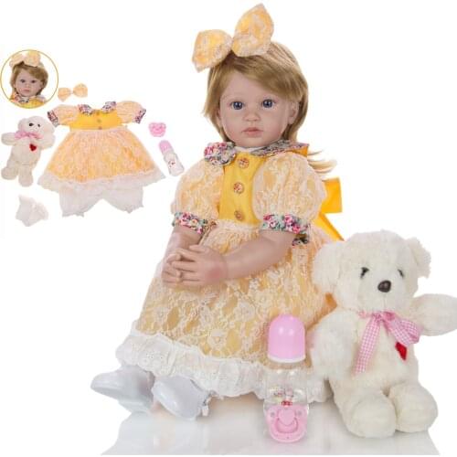 60 cm Lifelike Reborn Dolls Soft Silicone Vinyl Baby Doll real toddler girl baby size children gift boneca reborn