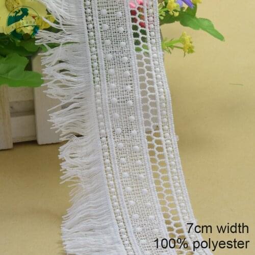 7cm white polyester embroidery lace french lace ribbon fabric guipure diy trims warp knitting sewing Accessories#3715