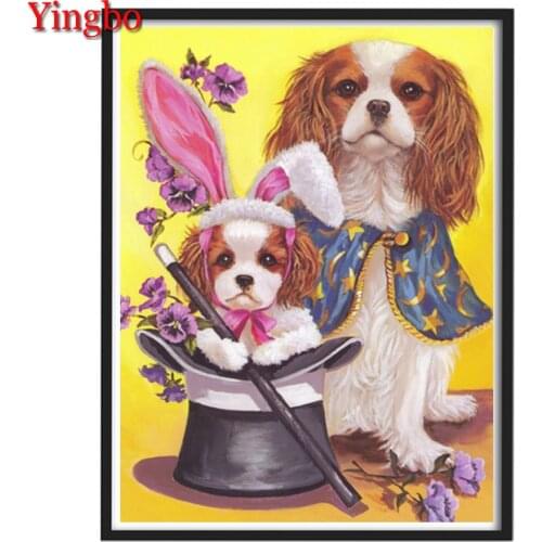 Full square Round drill Diamond embroidery Cavalier King Charles Spaniel 5D DIY diamond Painting Cross Stitch Rhinestone Mosaic
