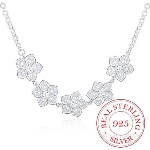 2020 Vintage Bijoux Luxury Rose Flower Chain Statement Pendant Necklace for Women 925 Sterling Silver Fine Jewelry Accessories