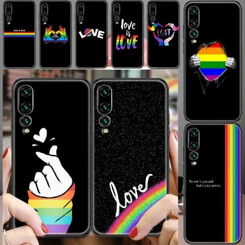 LGBT Lesbian Gay Bisexual Rainbow Phone case For Huawei P Mate P10 P20 P30 P40 10 20 Smart Z Pro Lite 2019 black 3D cover
