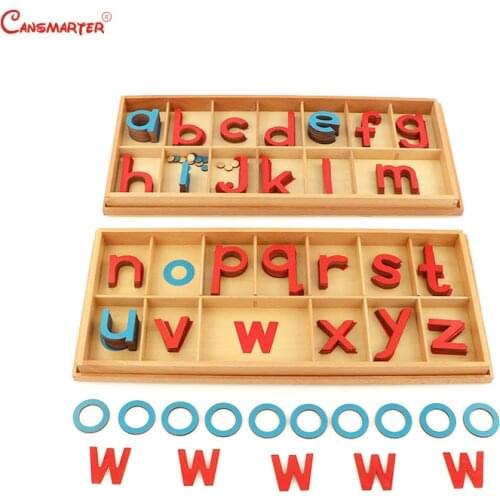 Montessori Wood Large Movable Alphabet Practice Language Toys Teaching Preschool Educational Wooden Beech Kids Toy Box LA023-3