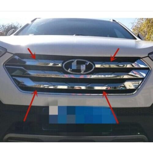For Hyundai Santa Fe 2013 2014 2015 2016 2017 2018 ABS Chrome Front Grille Around Trim