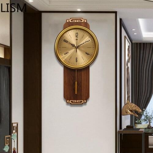 European Style Light Luxury Atmosphere Modern Calendar Creative Chinese Wall Clock Living Room Solid Wood Reloj Pared Decorativo