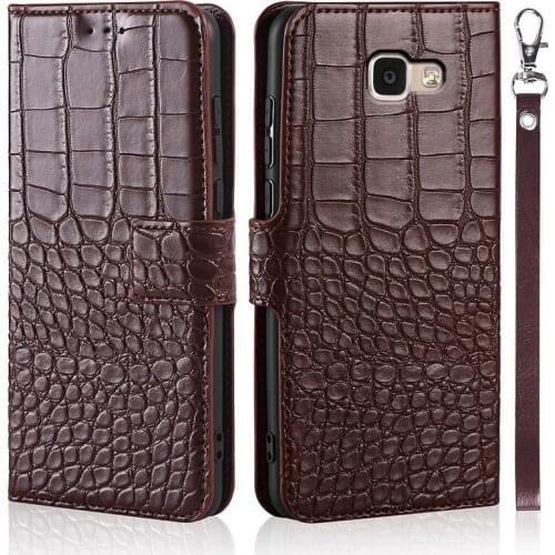 Flip Phone Case for Samsung Galaxy A7 2017 A720 Cover Crocodile Texture Leather Book Design Luxury Coque Wallet Capa Card Holder