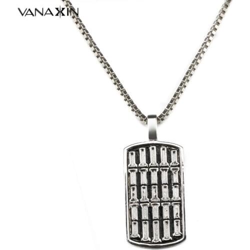 VANAXIN Retro Pendants&Necklaces For Men Square CZ Crystal Jewellery Stone Pendant For Men Women Vintage Luxury Gift Jewelry Box