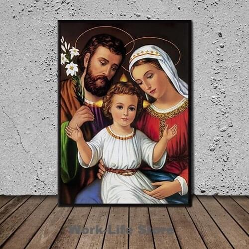 Jesus Jose Y Maria Poster Canvas Art Posters and Prints Kitchen Theme Canvas Paintings on The Wall Art Pictures Décor