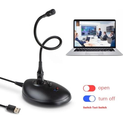 EJU03 USB Computer Microphone Condenser Mic 360 Gooseneck Design w/ Mute Button Professional Studio Microphone Wired