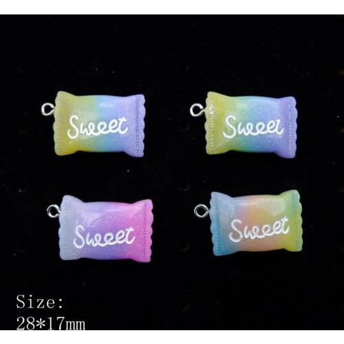 Candy Charms Pendants Resin Flat back Cabochon for DIY bracelets necklace earring key chain Jewelry Making