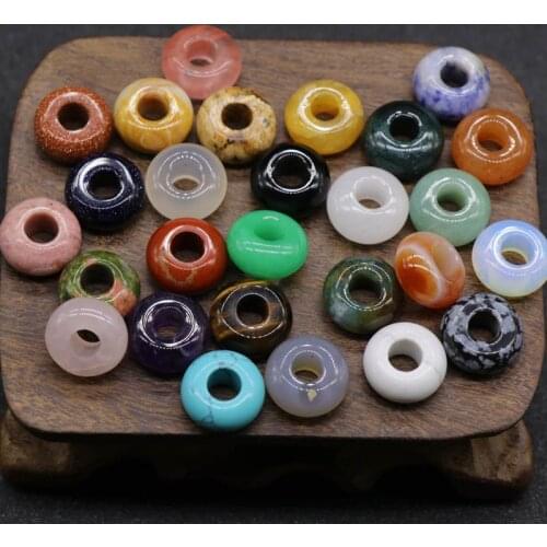 Healing Crystal Quartz Round Shape Big Hole Beads for Bracelet Charms Pendants for Jewelry Accessories Making Wholesale