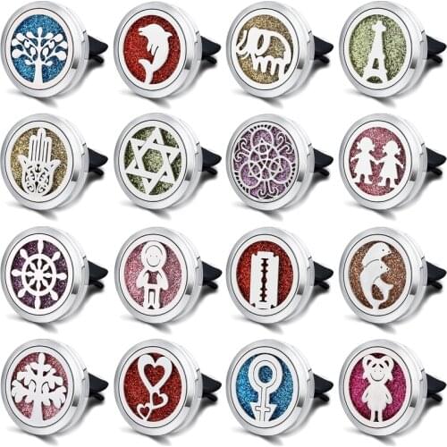 Magnetic Car Air Freshener Stainless Vent Freshener Essential Oil Diffuser Car Clip Aromatherapy Pendants with 10pcs Pads