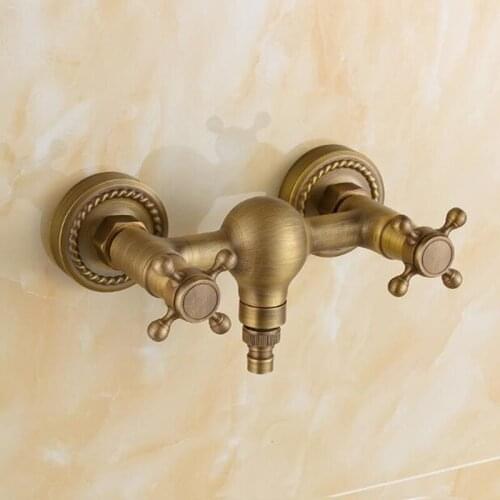 Copper hot and cold washing machine faucet Antique wall faucet