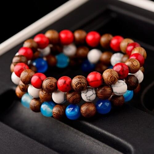 Fashion Women Bracelet Beads Bracelet Yoga Natural Stone Homme Bangles Bracelet Men Wooden Bead Jewelry Male Gift