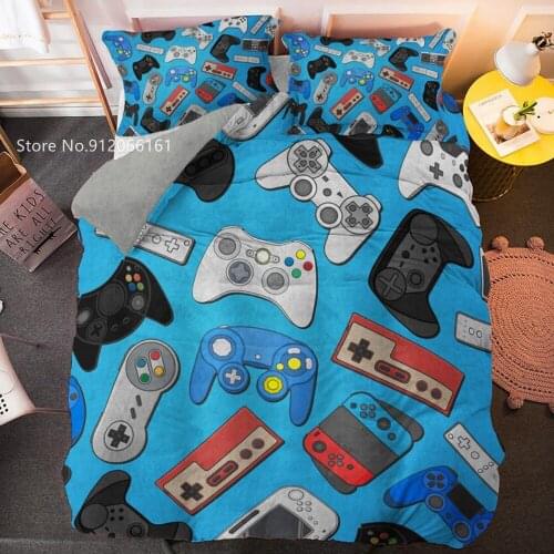 Cartoon Gamepad Duvet Cover Game Console Bedspread 2/3 Pcs Home Custom Funny Bed Cover Set For Kids Gift Bed Quilt Cover Decor