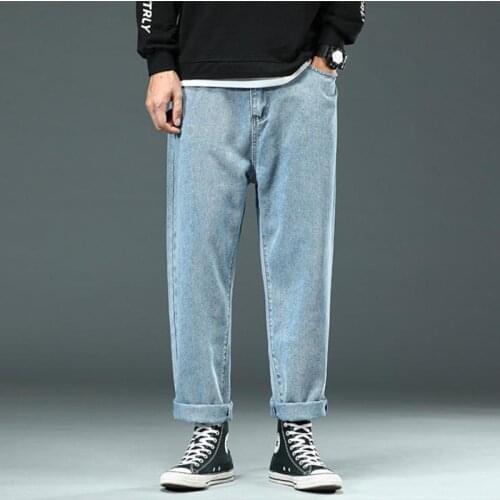 2020 Korean Fashoins Men Jeans Straight Loose Trousers Hip Hop Streetwear Harem Pants Harajuku Mens Baggy Jeans Size 44 46 48