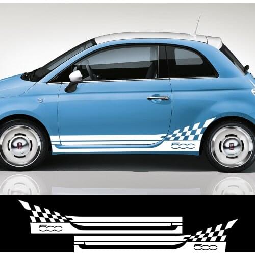 2PCS Car Door Side Skirt Stripes Stickers Body Decor Graphics Decals Vinyl Film Decal For Fiat 500 Auto Accessories