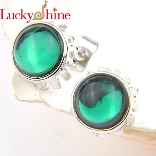 Luckyshine NEW Round Retro Onyx Moonstone For Women Novel Stud Earrings Russia Australia Jewelry Stud
